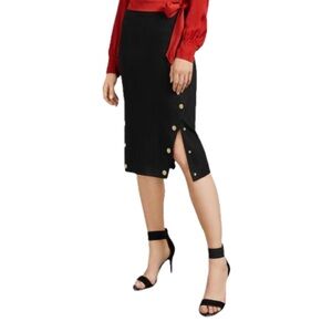 NWT Ted Baker Melora Black Button-Detail Skirt
